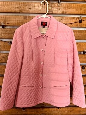 Gallery Pink Quilted Jacket XL Snap Front Lightweight Coat